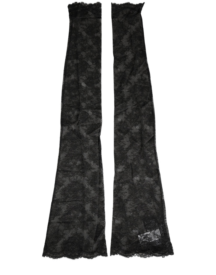 Women’s Dolce &amp; Gabbana Black Floral Lace Nylon Stretch Knee High Socks