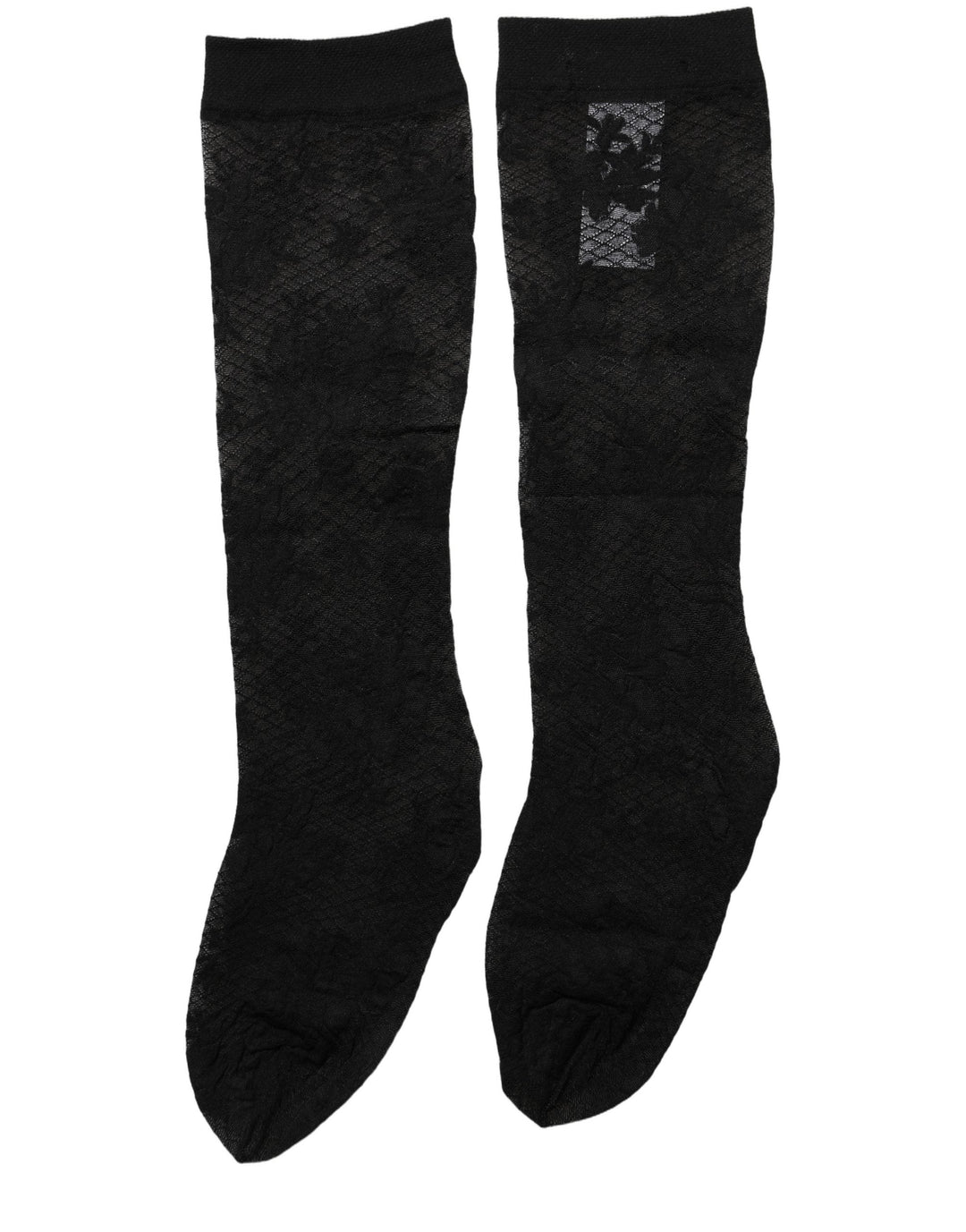 Women’s Dolce &amp; Gabbana Black Floral Lace Nylon Stretch Stockings Socks