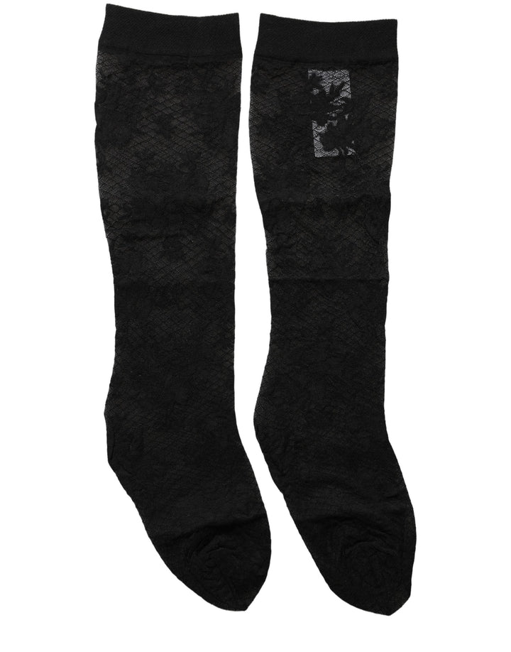 Women’s Dolce &amp; Gabbana Black Floral Lace Nylon Stretch Stockings Socks