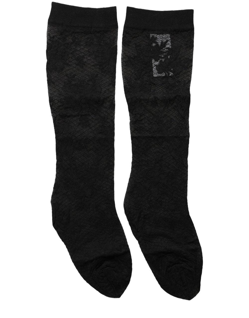 Women’s Dolce & Gabbana Black Floral Lace Nylon Stretch Stockings Socks