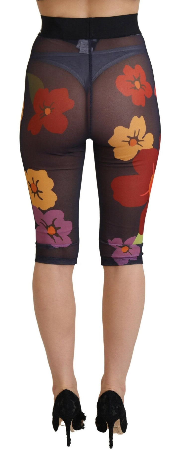 Women’s Dolce &amp; Gabbana Black Floral Leggings Stretch Waist Pants