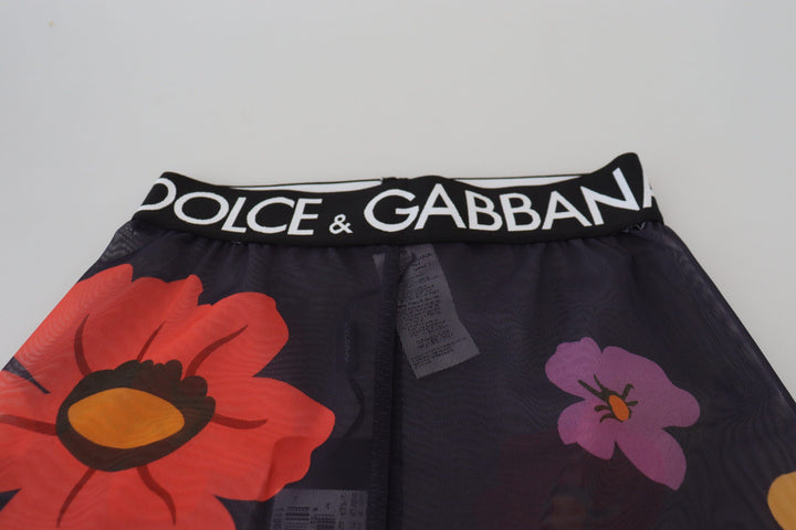 Women’s Dolce &amp; Gabbana Black Floral Leggings Stretch Waist Pants