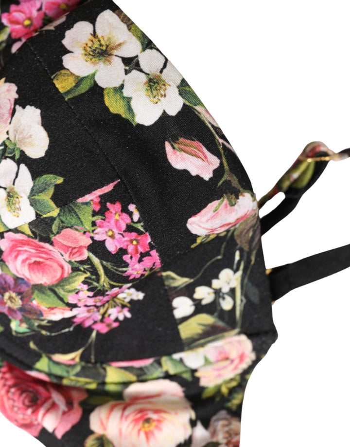 Women’s Dolce &amp; Gabbana Black Floral Padded Balconnet Bra Underwear