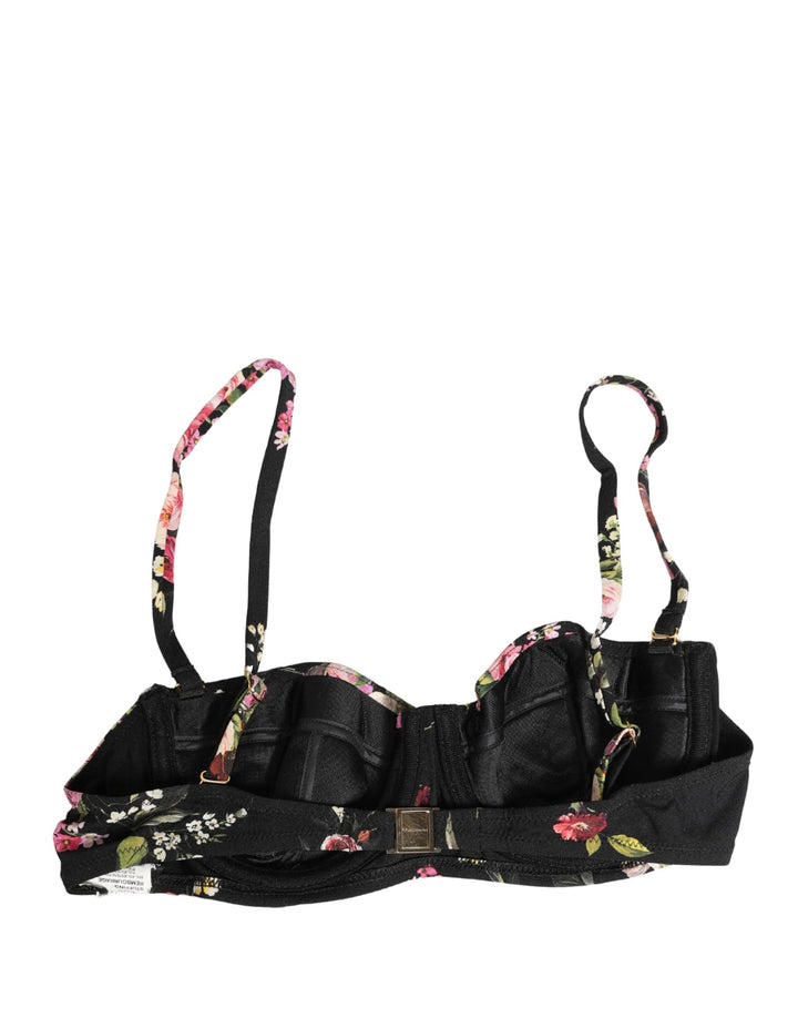 Women’s Dolce &amp; Gabbana Black Floral Padded Balconnet Bra Underwear