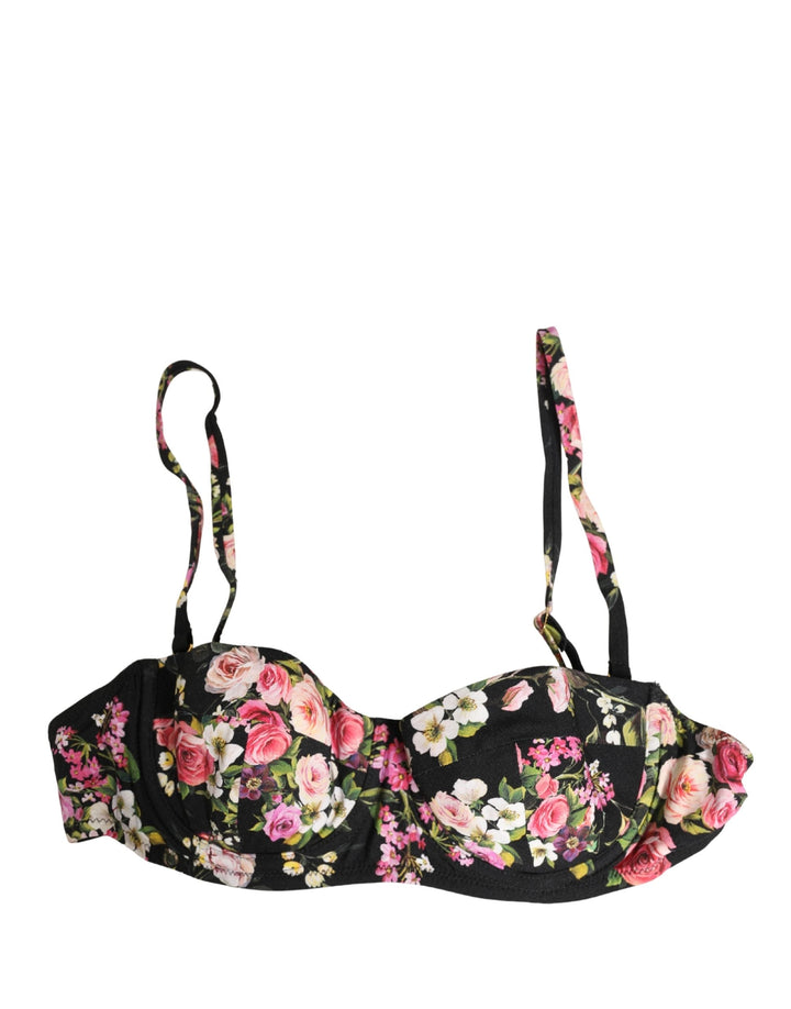 Women’s Dolce &amp; Gabbana Black Floral Padded Balconnet Bra Underwear