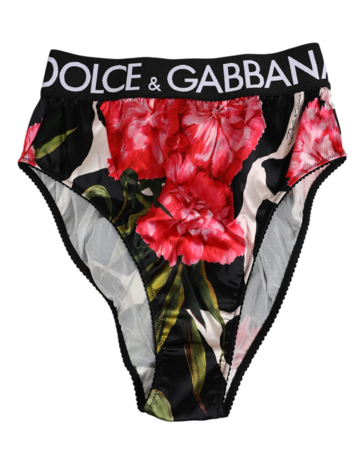 Women’s Dolce &amp; Gabbana Black Floral Print High Waist Panty Underwear