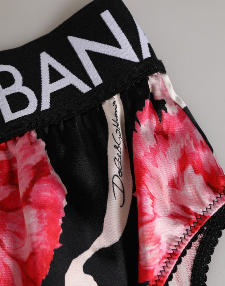Women’s Dolce &amp; Gabbana Black Floral Print High Waist Panty Underwear