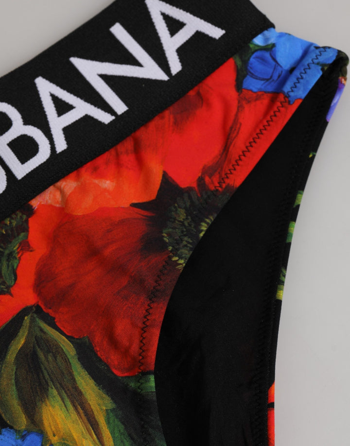 Women’s Dolce &amp; Gabbana Black Floral Print High Waist Panty Underwear