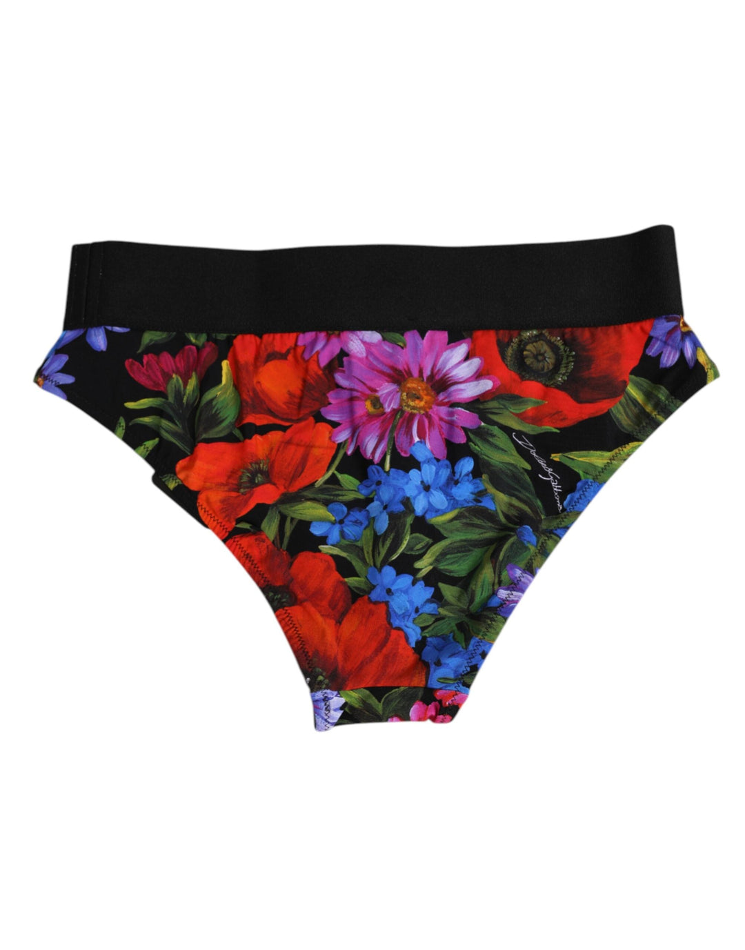 Women’s Dolce &amp; Gabbana Black Floral Print High Waist Panty Underwear