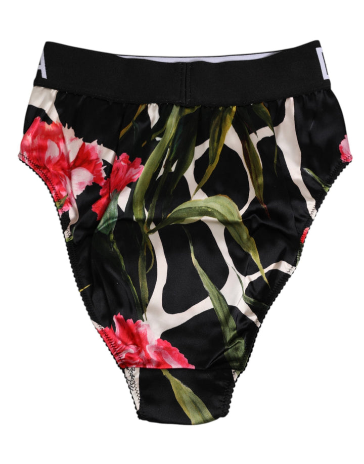 Women’s Dolce &amp; Gabbana Black Floral Print High Waist Panty Underwear