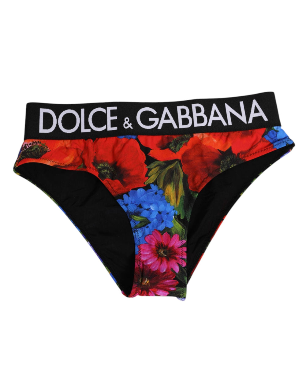 Women’s Dolce & Gabbana Black Floral Print High Waist Panty Underwear
