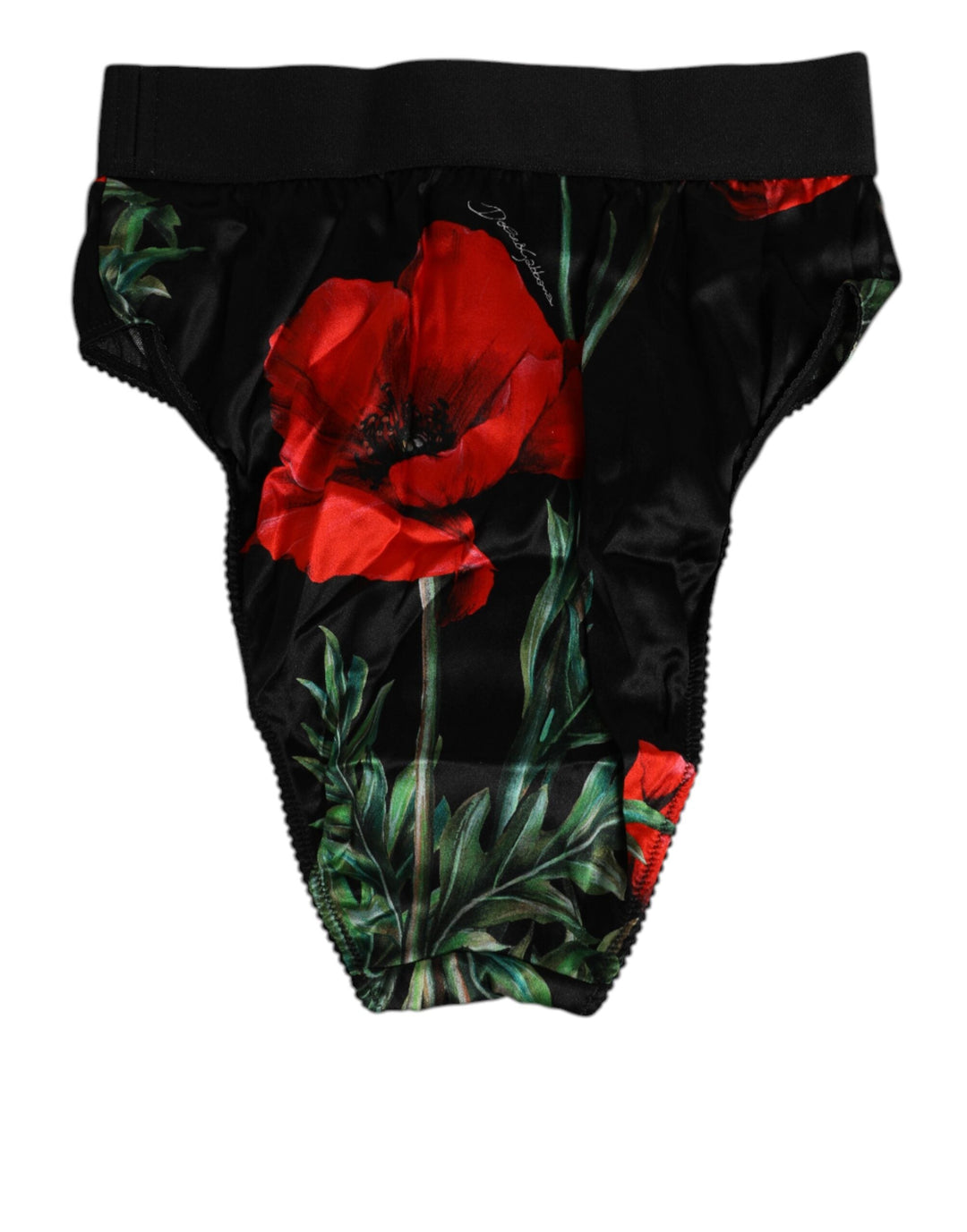 Women’s Dolce &amp; Gabbana Black Floral Print High Waist Sheer Mesh Underwear