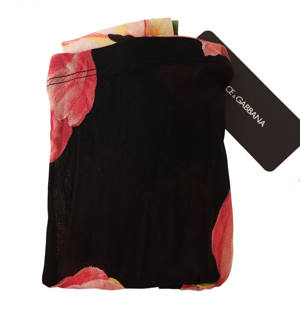 Women’s Dolce & Gabbana Black Floral Print Nylon Tights Stockings