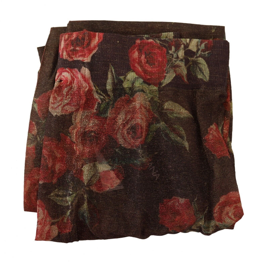 Women’s Dolce & Gabbana Black Floral Print Stockings Nylon Tights