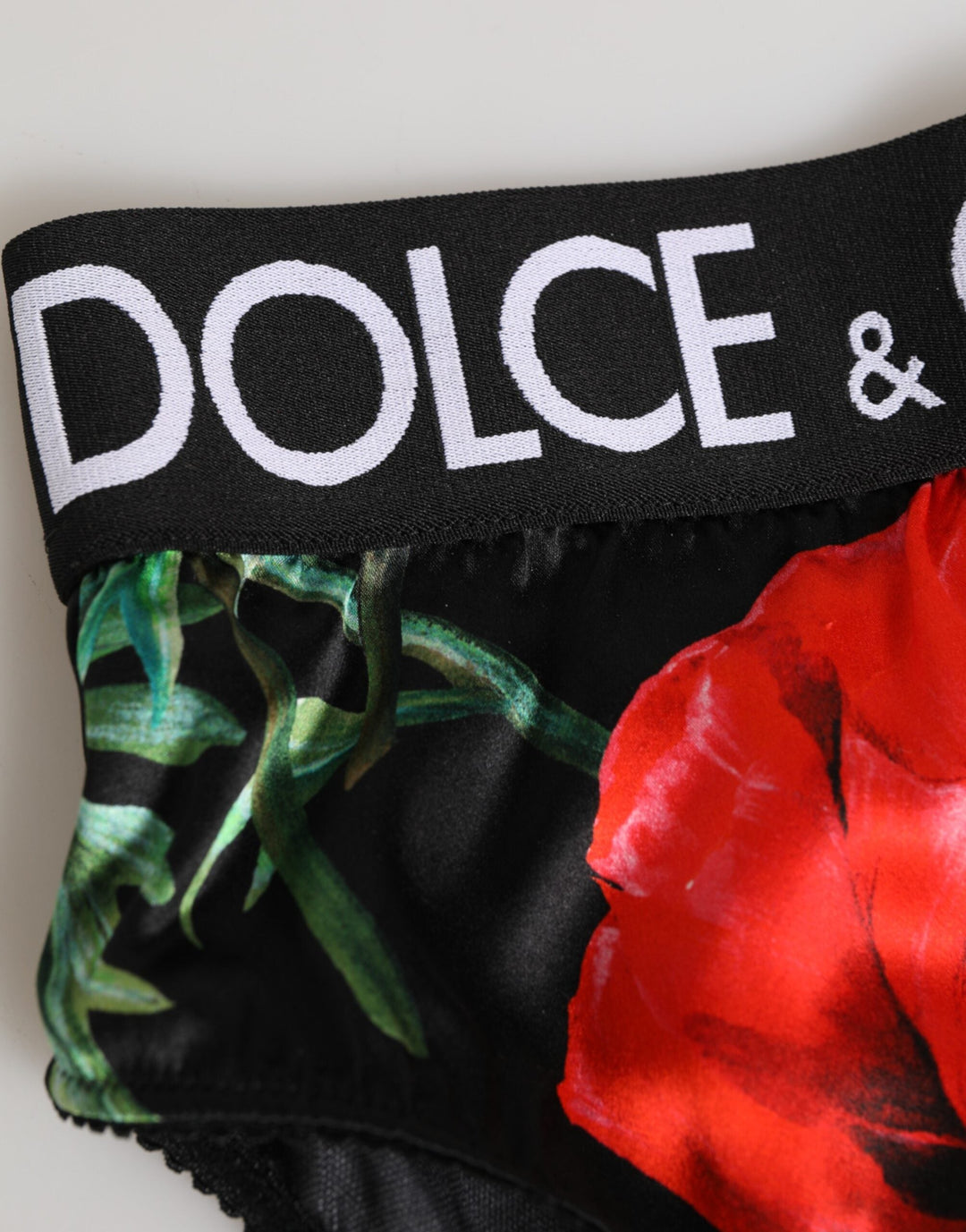 Women’s Dolce &amp; Gabbana Black Floral Silk High Waist Panty Underwear