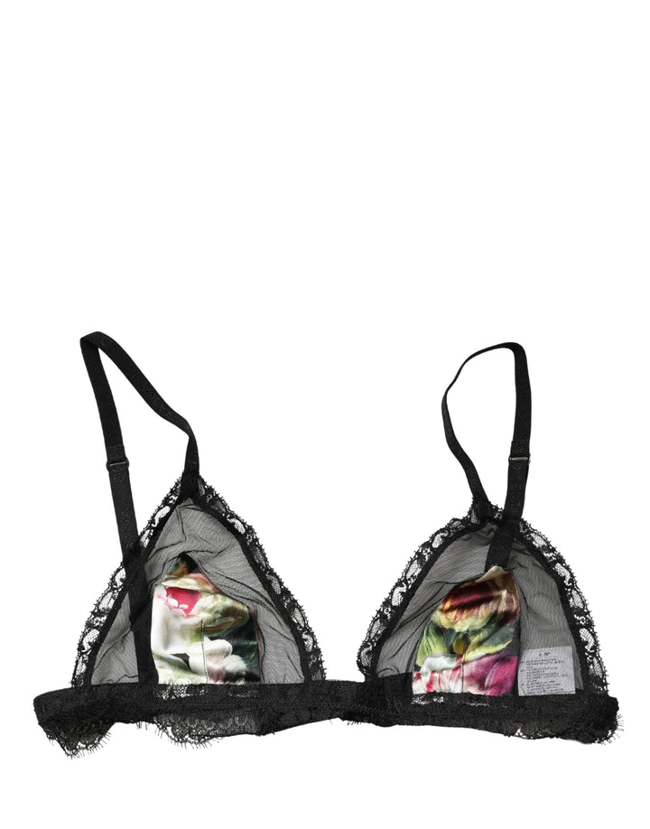 Women’s Dolce &amp; Gabbana Black Floral Soft Cup Triangle Bra Underwear