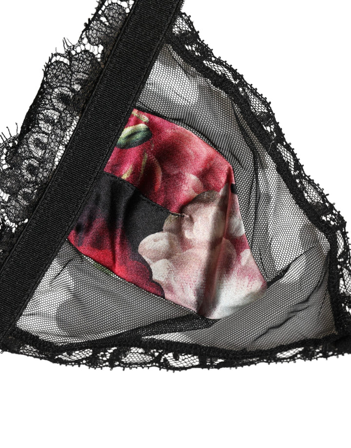 Women’s Dolce &amp; Gabbana Black Floral Soft Cup Triangle Bra Underwear