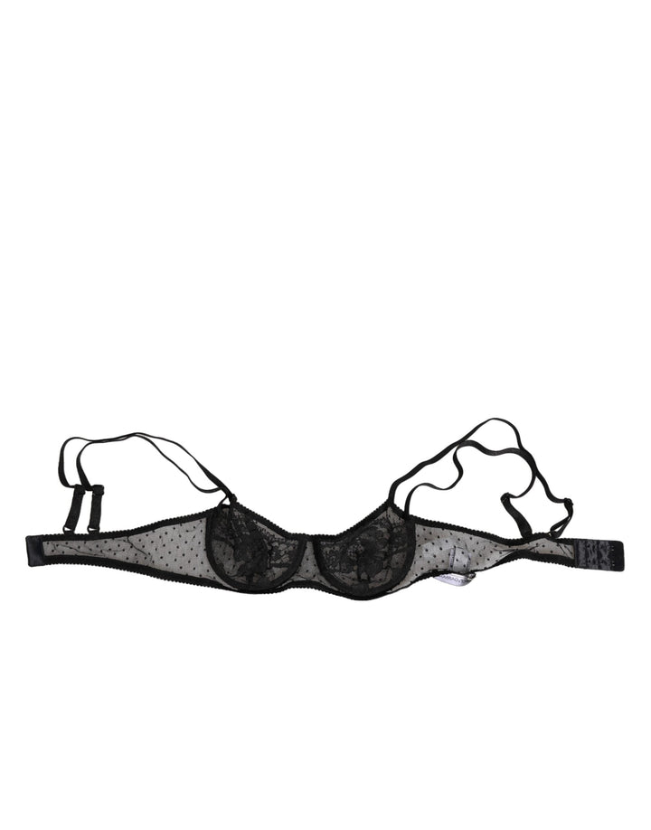 Women’s Dolce &amp; Gabbana Black Floral Underwired Balconette Bra Underwear