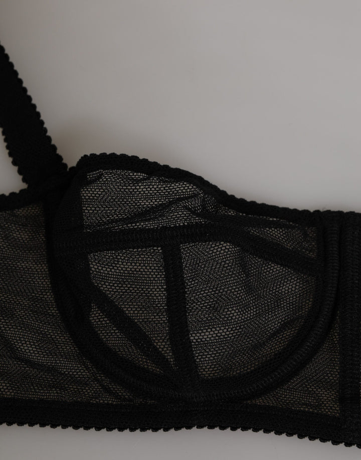 Women’s Dolce &amp; Gabbana Black Floral Underwired Balconette Bra Underwear