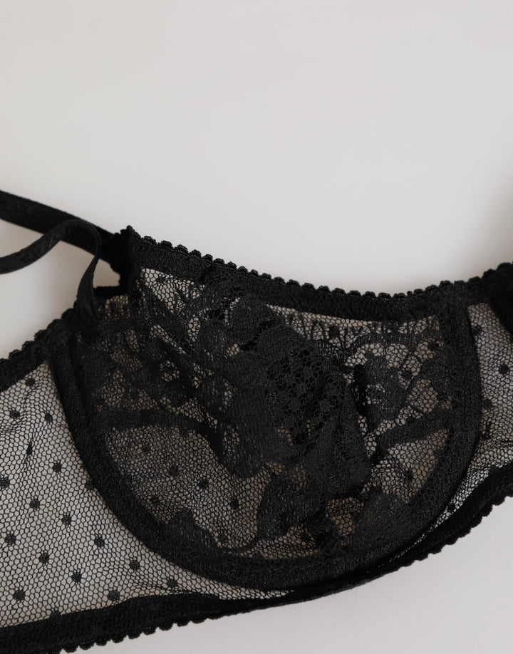 Women’s Dolce &amp; Gabbana Black Floral Underwired Balconette Bra Underwear
