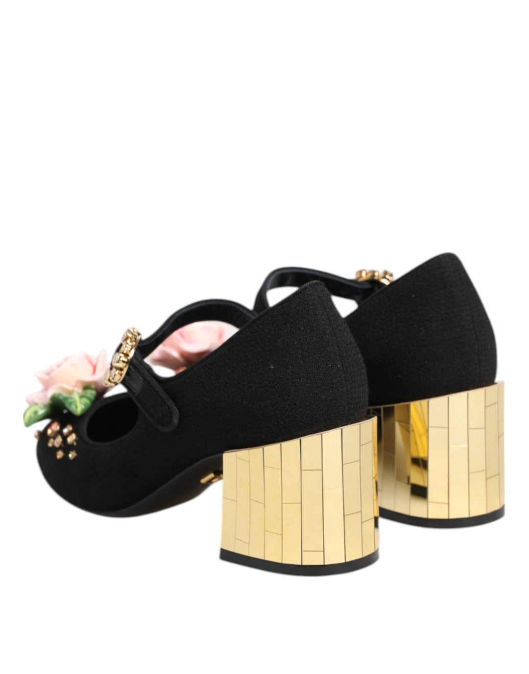 Women’s Dolce &amp; Gabbana Black Flower Crystal Embellished Mary Jane Shoes