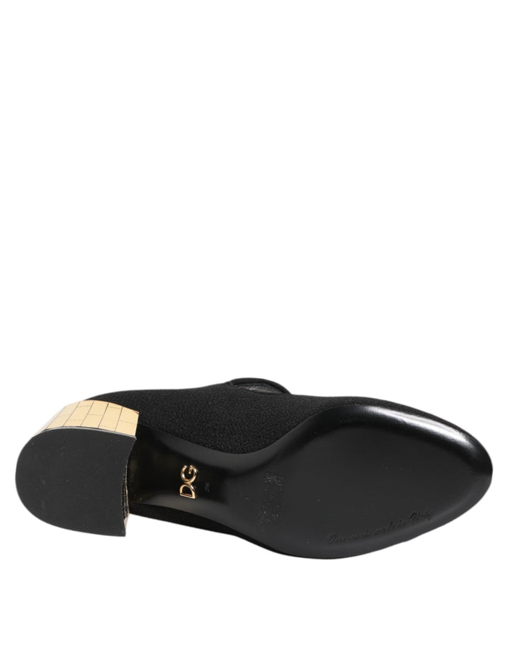Women’s Dolce &amp; Gabbana Black Flower Crystal Embellished Mary Jane Shoes