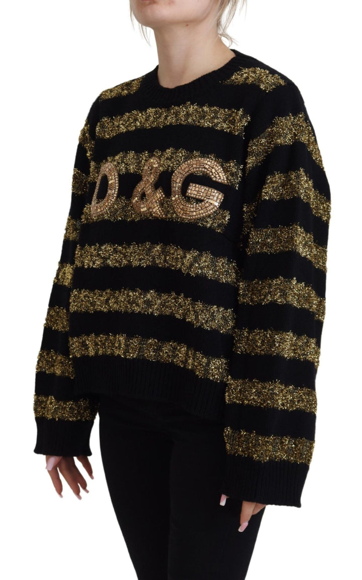 Women’s Dolce &amp; Gabbana Black Gold D&amp;g Crystal Cashmere Sweater