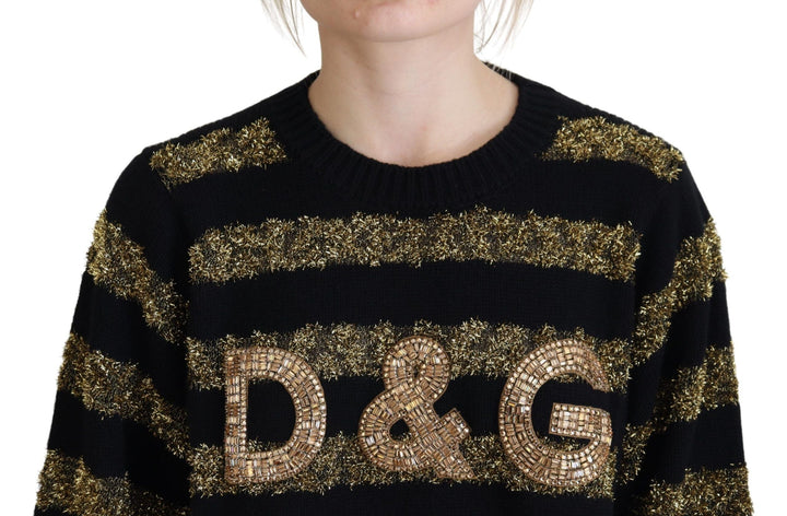 Women’s Dolce &amp; Gabbana Black Gold D&amp;g Crystal Cashmere Sweater
