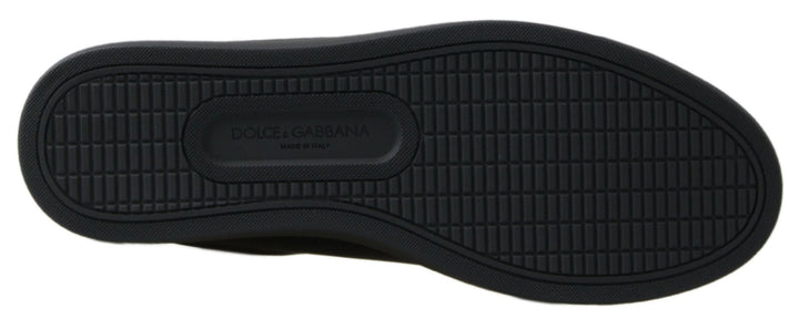 Baskets classiques en cuir noir et doré Dolce &amp;amp; Gabbana