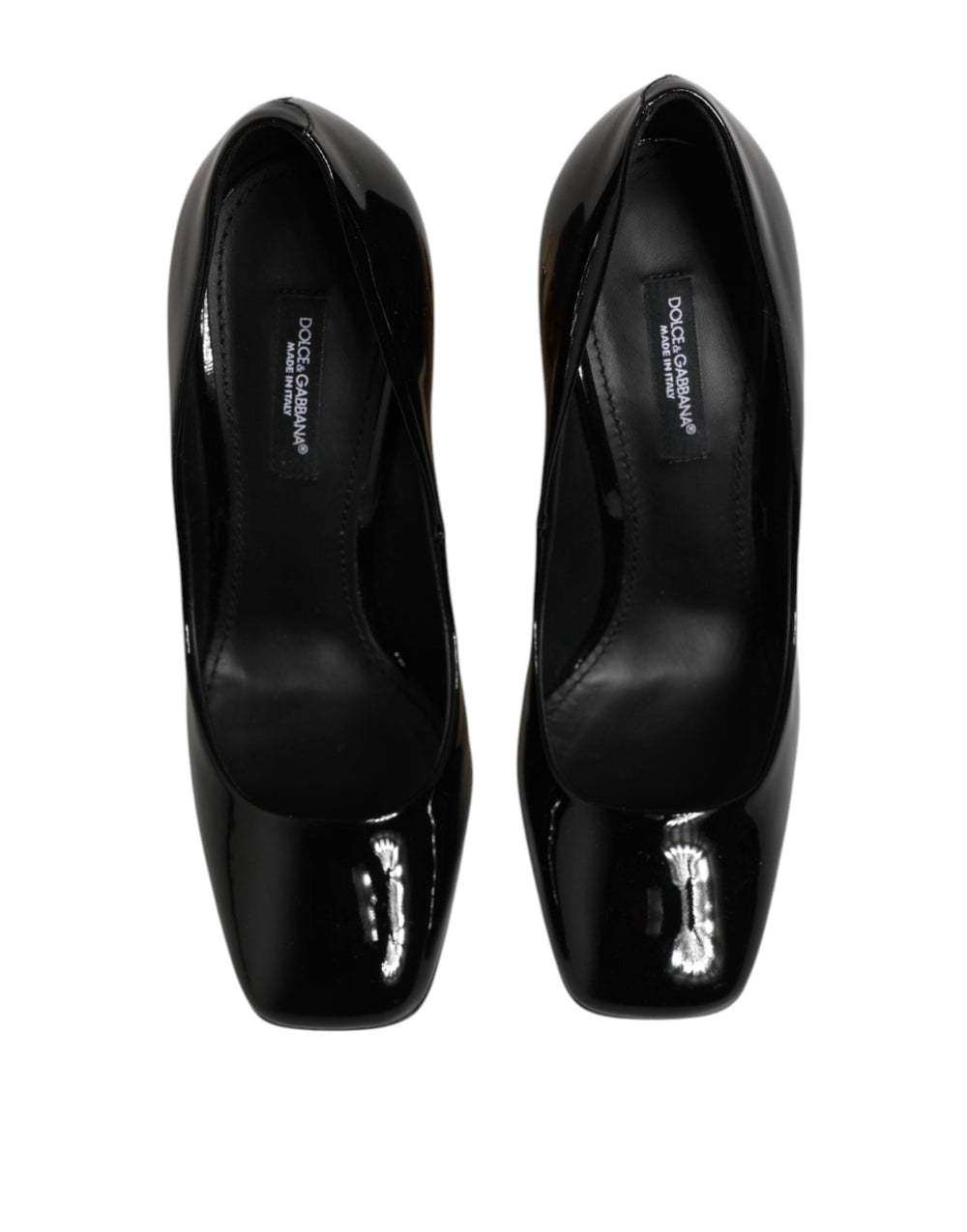 Women’s Dolce & Gabbana Black Gold Patent Leather Logo Heels Pumps Shoes