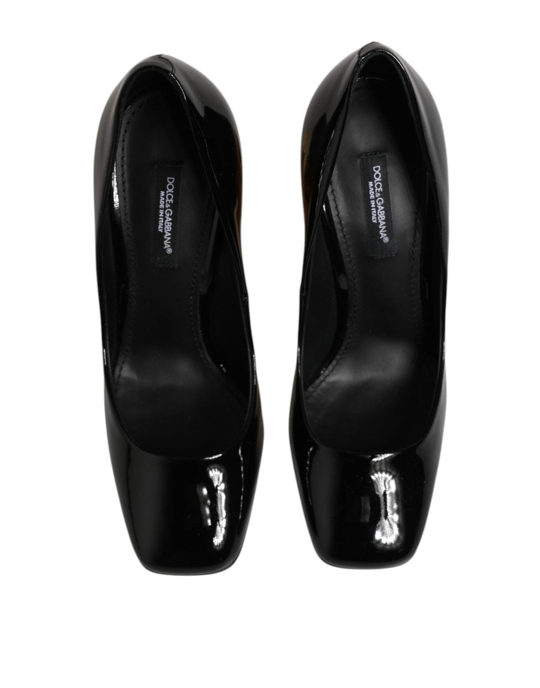 Women’s Dolce &amp; Gabbana Black Gold Patent Leather Logo Heels Pumps Shoes