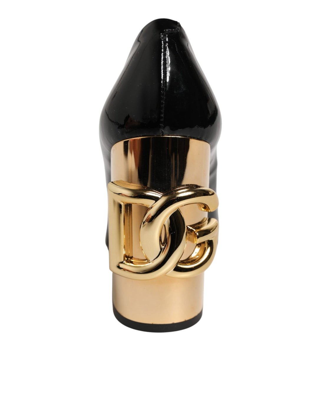 Women’s Dolce &amp; Gabbana Black Gold Patent Leather Logo Heels Pumps Shoes