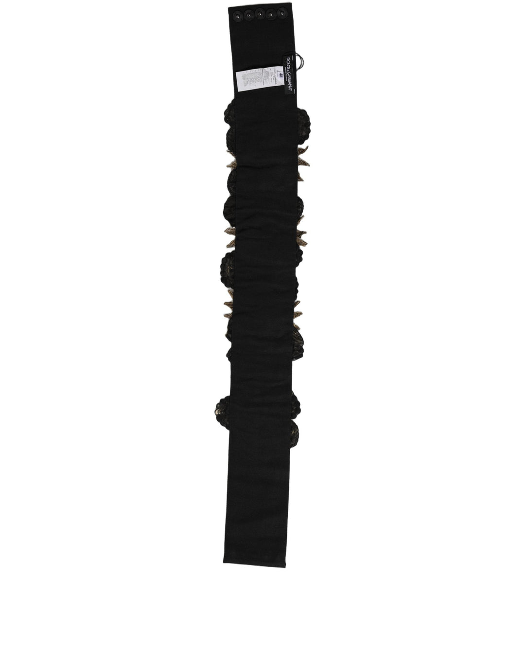 Women’s Dolce &amp; Gabbana Black Gold Tone Crystal Brass Flower Brooches Belt