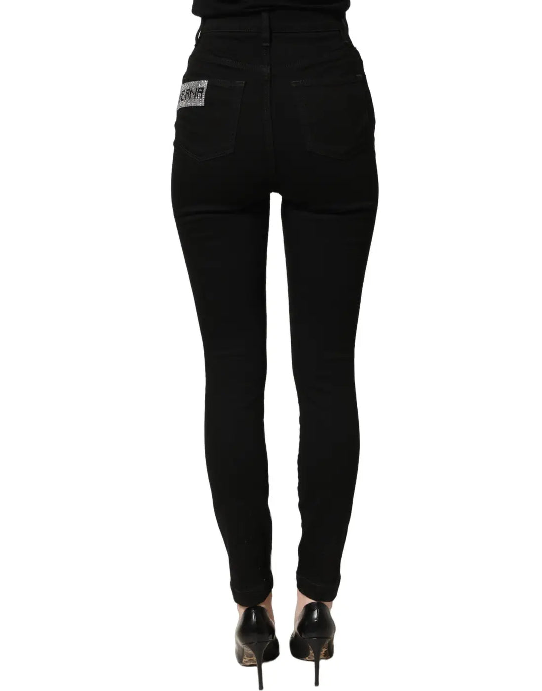 Women’s Dolce &amp; Gabbana Black Grace Rhinestone Highwaist Denim Jeans