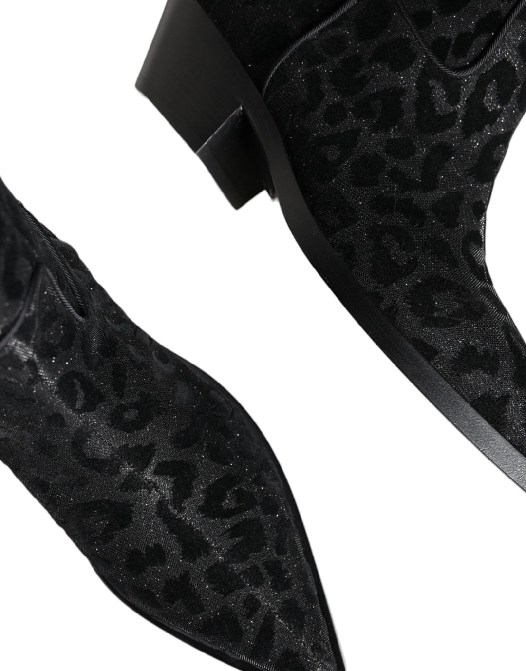 Women’s Dolce &amp; Gabbana Black Gray Leopard Cowboy Boots Shoes