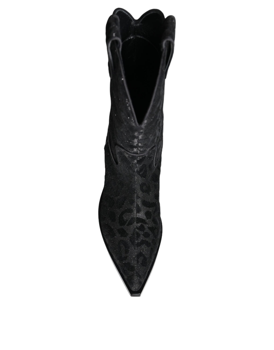 Women’s Dolce &amp; Gabbana Black Gray Leopard Cowboy Boots Shoes