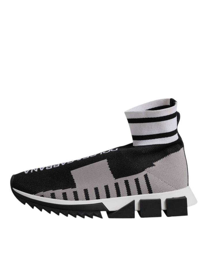 Dolce &amp; Gabbana Black Gray Sorrento Socks Women Sneakers Shoes