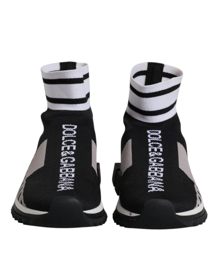 Dolce &amp; Gabbana Black Gray Sorrento Socks Women Sneakers Shoes