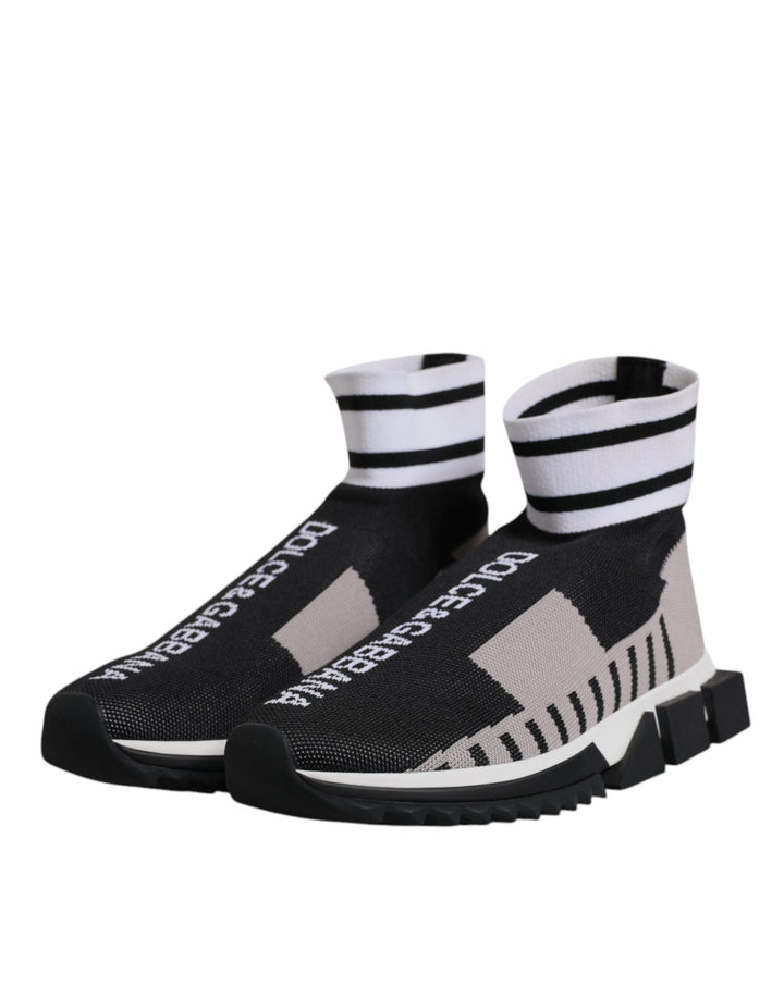 Dolce &amp; Gabbana Black Gray Sorrento Socks Women Sneakers Shoes