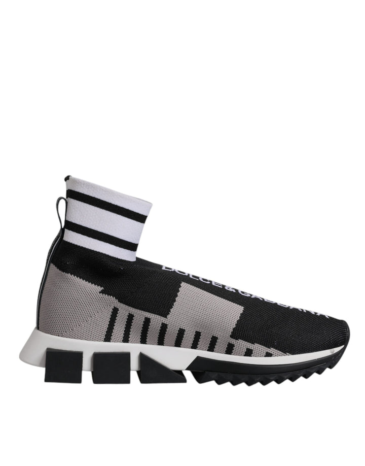 Dolce &amp; Gabbana Black Gray Sorrento Socks Women Sneakers Shoes