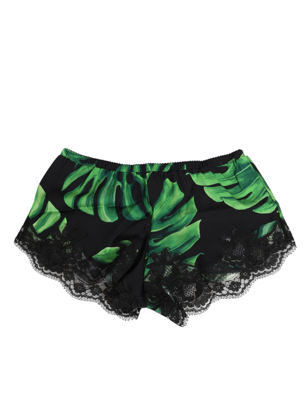 Women’s Dolce & Gabbana Black Green Tropical Print Lace Underwear