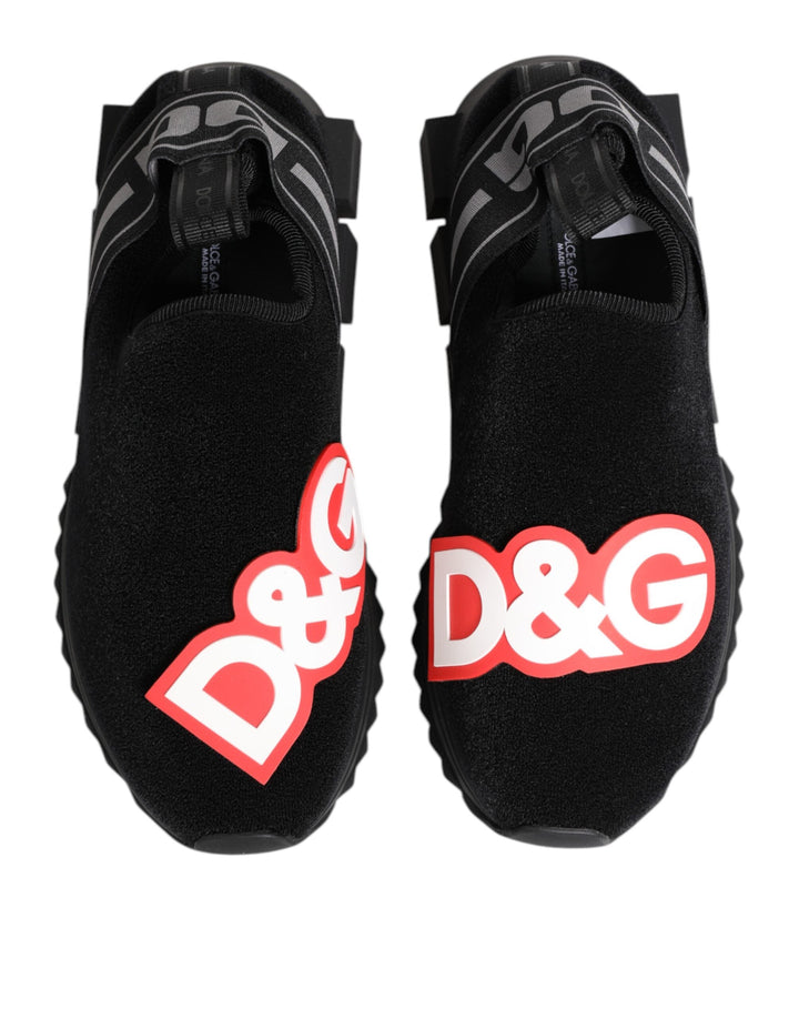 Dolce &amp; Gabbana Black Grey Slip On Sorrento Sneakers Shoes