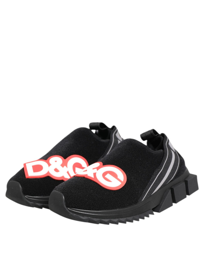 Dolce &amp; Gabbana Black Grey Slip On Sorrento Sneakers Shoes