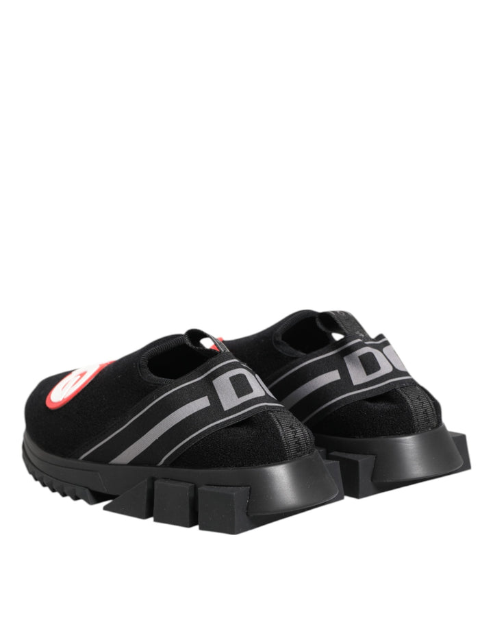 Dolce &amp; Gabbana Black Grey Slip On Sorrento Sneakers Shoes