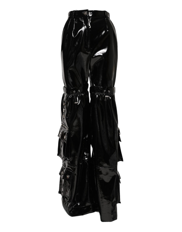 Dolce &amp; Gabbana Black High Waist Cargo Bootcut Pants