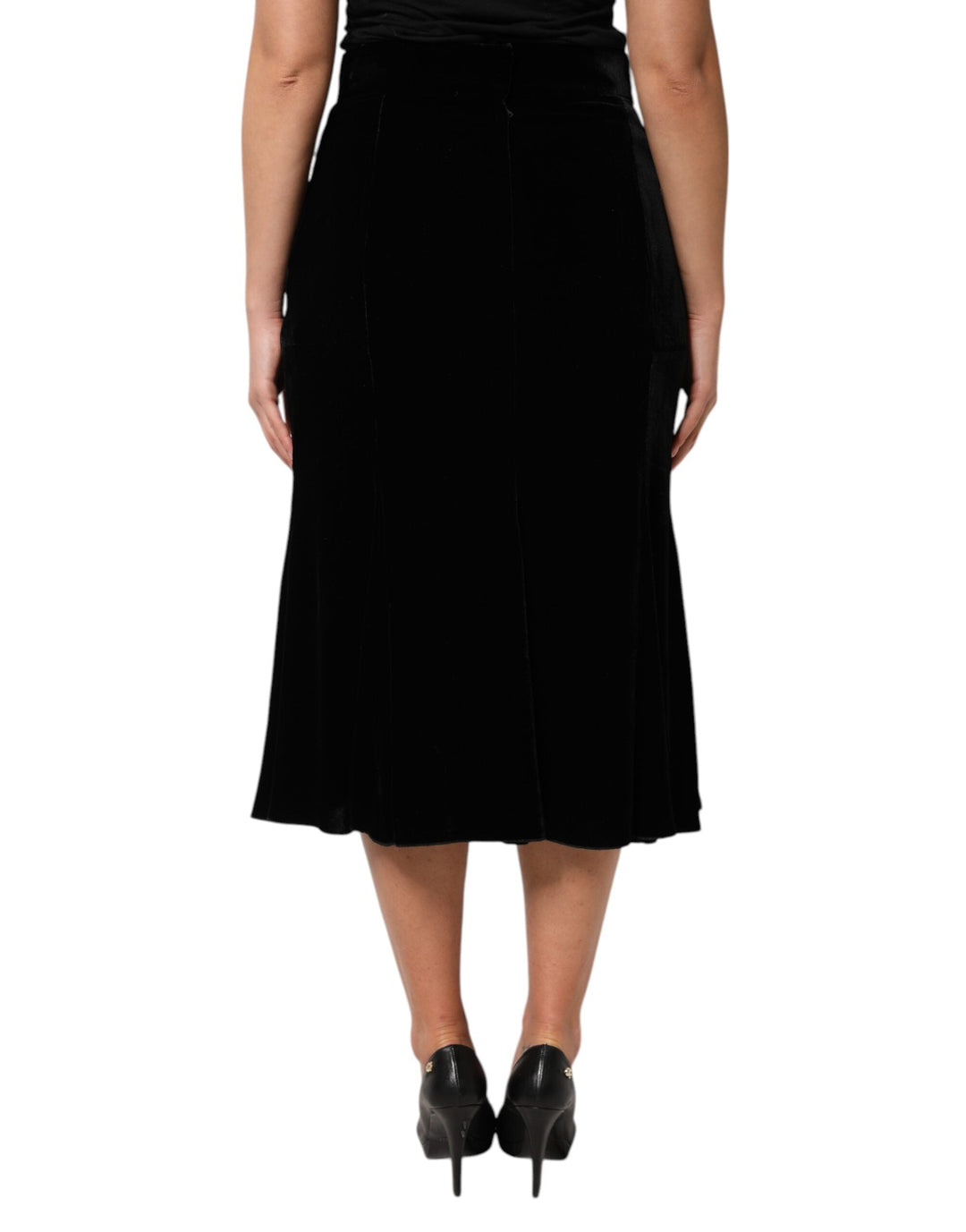 Women’s Dolce &amp; Gabbana Black High Waist Fit Flared Midi Skirt