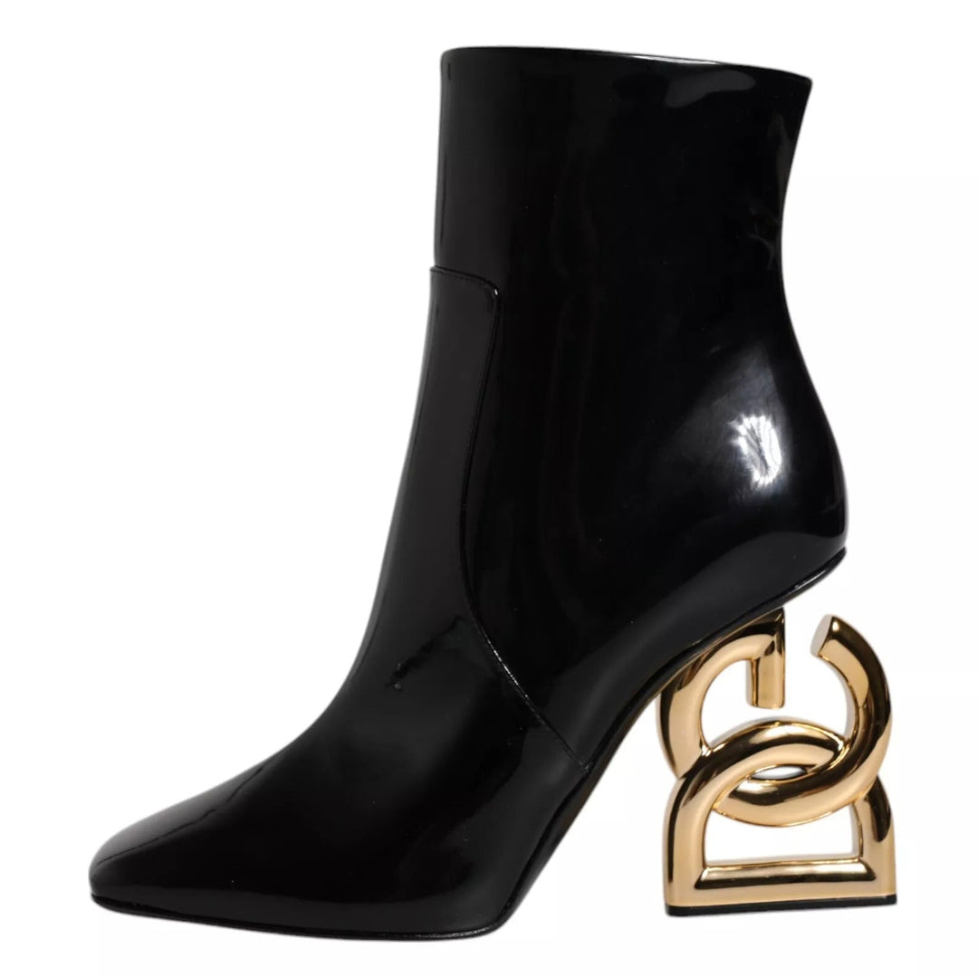 Women’s Dolce &amp; Gabbana Black Jackie Leather Mid Calf Boots Shoes