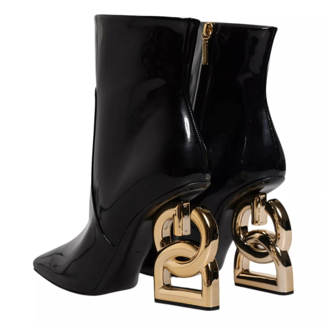 Women’s Dolce &amp; Gabbana Black Jackie Leather Mid Calf Boots Shoes