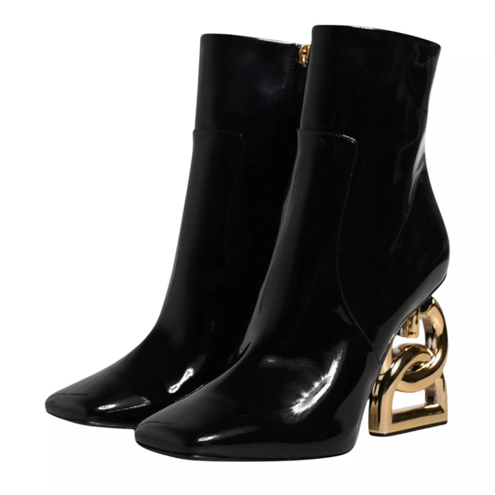 Women’s Dolce &amp; Gabbana Black Jackie Leather Mid Calf Boots Shoes