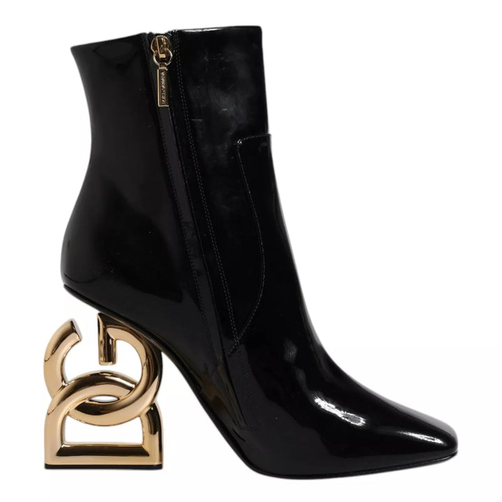 Women’s Dolce &amp; Gabbana Black Jackie Leather Mid Calf Boots Shoes